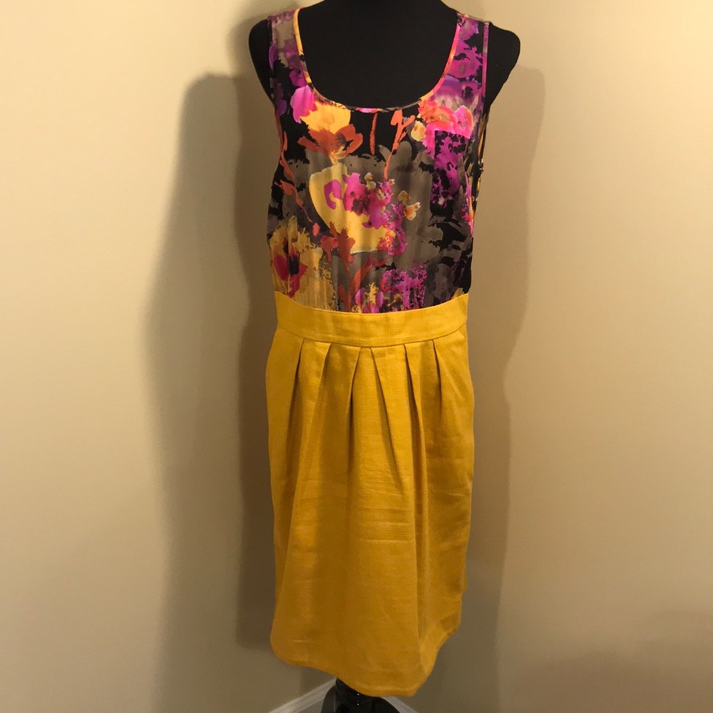 Anthropologie Tabitha Lila Pink Yellow Dress Sz 10
